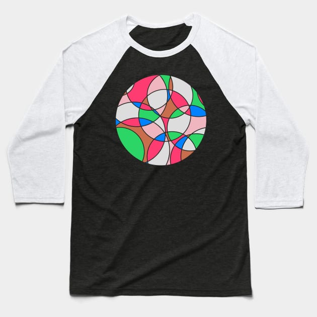 Groovy Circular Colour Fusion Baseball T-Shirt by Rhubarb Myrtle